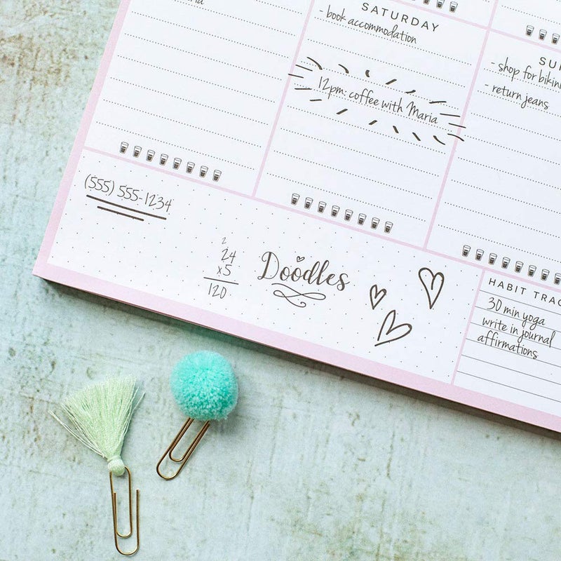 Peachly Undated Desk Planner Pad - 52 Pages Weekly Notepad with To Do List and Habit Tracker | Weekly Desk Pad Tear Off for Organization (Ice Cream) - Image 4